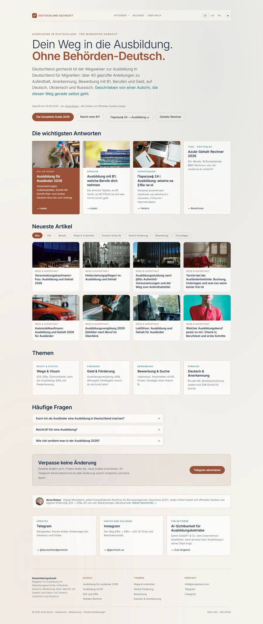 Screenshot der Website: deutschland-gecheckt.de